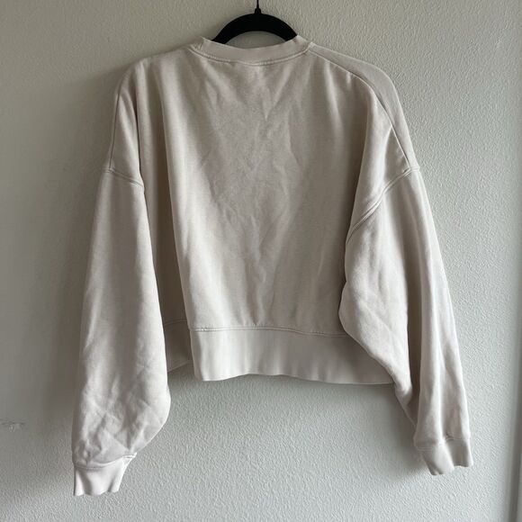 Nike Center Swoosh Sweatshirt Women’s S Tan Oversized Cropped Neutral Athletic - Picture 6 of 8